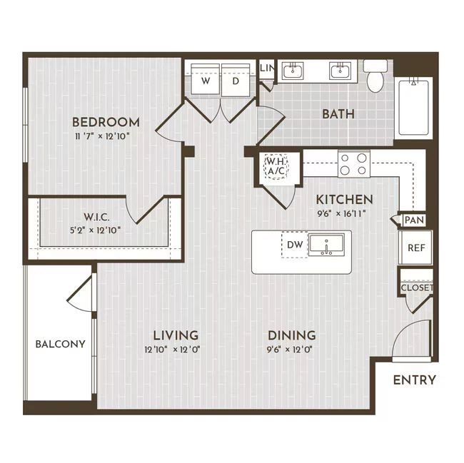 1BR 1BA (862 SF) 01204 floor plan